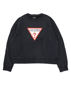 �y40%OFF�N�[�|���Ώۏ��i�zGUESS �Q�X ���f�B�[�X �X�E�F�b�gGUESS JEANS Cn Os Iconic Triangle Sweat �u���b�N ���b�h W5BQ16KCPR1 �g�b�v�X �N���[�l�b�N �g���C�A���O�����S ���S �V���v�� �E�B�����Y
