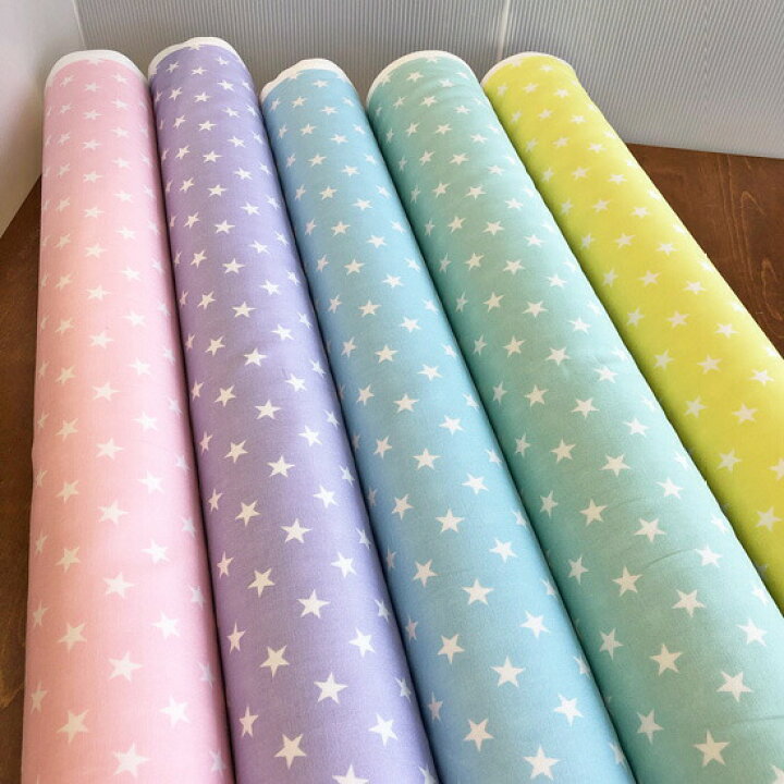 楽天市場】☆ゆめかわカラーオックス生地/星柄スター柄/かわいい5色 