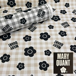 ★MARY QUANTオックス生地/チェックのマリークワント柄の生地/マリークヮント柄/MARY QUANT柄/入園入学/デイジー柄/マーガレット柄/N25