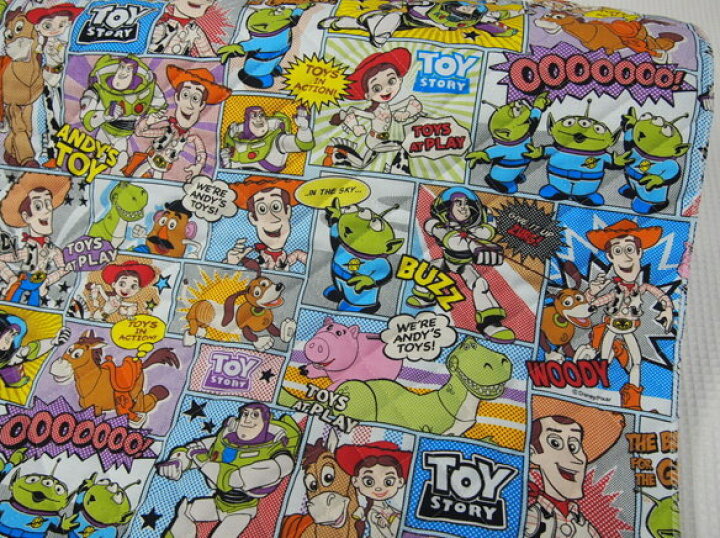 楽天市場 キルティングディズニーキャラクター生地トイ ストーリー Toy Story アメコミ柄の半針キルト生地生地 布 コットン100 Pixar Disney 女の子 男の子 入園入学 17 アットホビー スタイリストゴトウ