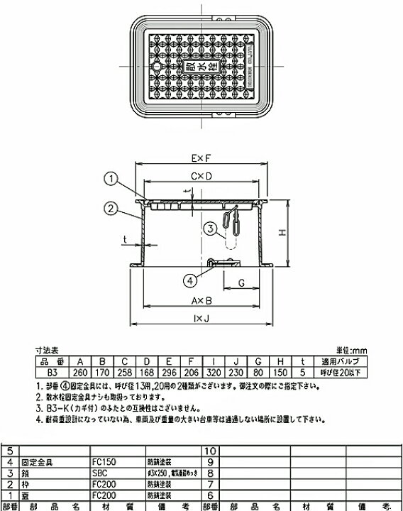 楽天市場】散水栓ボックス B3(13A固定金具付） 鋳鉄製 ダイドレ 