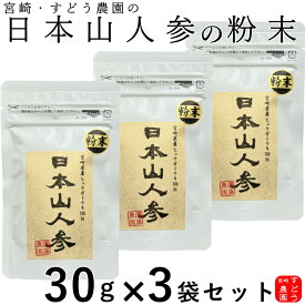 日本山人参(ヒュウガトウキ)100％純粋パウダー30g×3袋セット 宮崎県産100％ 無添加・無着色・ノンカフェイン【日向当帰/日本山ニンジン/日本山人参　粉末/ヒュウガトウキ　パウダー/ヒュウガトウキ　粉末/日本山人参茶　通販/日本山人参　販売】メール便にて送料無料！