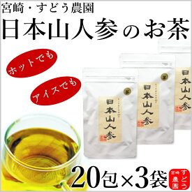 日本山人参茶（ヒュウガトウキ茶）20包×3袋セット只今10包サービス中!!焙煎仕込み メール便にて送料無料！宮崎県産100％産地直送便！ノンカフェイン【日向当帰/日本山ニンジン/日本山人参茶/ヒュウガトウキのお茶/日向当帰 茶/日本山人参茶　通販/販売】宮崎・すどう農園