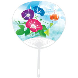 既成うちわ　風鈴と朝顔　レギュラーサイズ　プラスチック骨　100本以上→1本あたり59円　50～99本→1本あたり67円　ノベルティ　イベント　夏祭り　運動会　おゆうぎ発表会