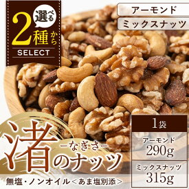 【400円OFFクーポン】【10%OFFクーポン】メール便 送料無料 ＜2種から選べる＞末永商店のナッツ (渚のアーモンド290g または 渚のミックスナッツ315g) ナッツ おつまみ おやつ 無塩 素焼き アーモンド カシューナッツ クルミ【末永商店】