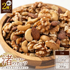 【10%OFFクーポン】メール便 送料無料 ＜2種から選べる＞末永商店のナッツ (渚のアーモンド250g または 渚のミックスナッツ300g) ナッツ おつまみ おやつ 無塩 素焼き アーモンド カシューナッツ クルミ【末永商店】