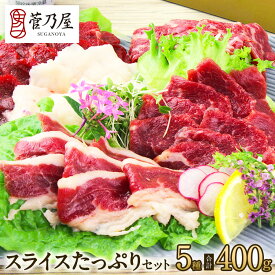 馬刺し 父の日 スライスたっぷりセット 5種 計400g 約9〜10人前 霜降り ロース 赤身 フタエゴ コウネ 熊本 直送 ばさし 馬肉 馬刺 鮮馬刺し 菅乃屋 贈り物 ギフト プレゼント おつまみ 誕生日 お祝い 内祝い お中元 御中元 夏だより