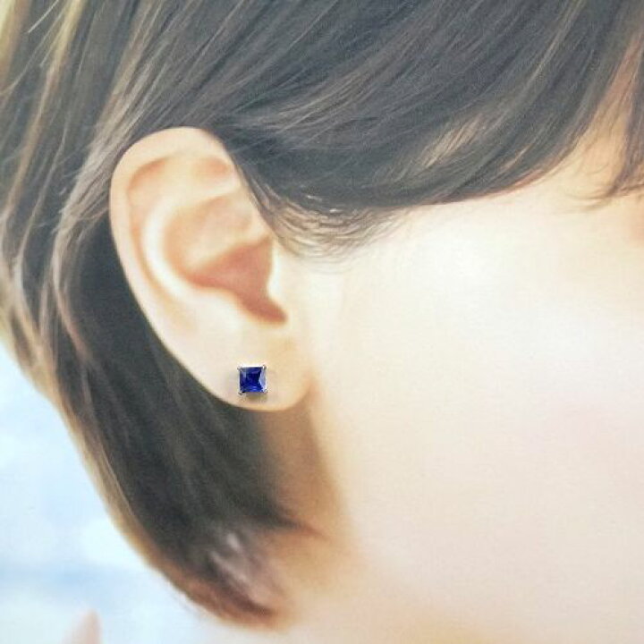 楽天市場】K10 カイヤナイト 5mm プリンセスカット スクエア ピアス WG 