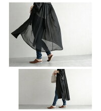 シフォン切替シャツワンピースシャツワンピロングシャツレディースバックシフォン長袖ロング丈おしゃれ大人無地可愛いブラックメール便2019秋冬新作フリー【lgww-af0608】【予約販売:8月29日入荷予定順次発送】【送料無料】メ込