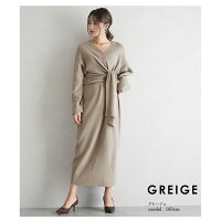10/1810時〜24時間限定ニットワンピースカシュクールワンピースリボン長袖レディースマキシ丈ロング丈大人きれいめおしゃれ可愛いブラック2019秋冬新作フリー【lgww-ak0722】【予約販売:10月29日入荷予定順次発送】【送料無料】宅込