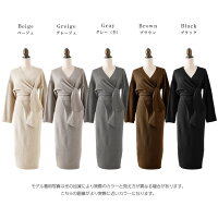 10/1810時〜24時間限定ニットワンピースカシュクールワンピースリボン長袖レディースマキシ丈ロング丈大人きれいめおしゃれ可愛いブラック2019秋冬新作フリー【lgww-ak0722】【予約販売:10月29日入荷予定順次発送】【送料無料】宅込