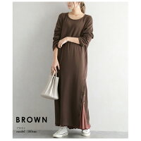 ワンピース裏起毛マキシロング長袖レディースサイドスリットあったかゆったりボタン無地おしゃれ大人大人カジュアルブラック2019秋冬新作フリー【lgww-at2597】【予約販売:12月17日入荷予定順次発送】【送料無料】宅込