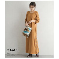 ワンピース裏起毛マキシロング長袖レディースサイドスリットあったかゆったりボタン無地おしゃれ大人大人カジュアルブラック2019秋冬新作フリー【lgww-at2597】【予約販売:12月17日入荷予定順次発送】【送料無料】宅込