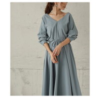 コンパクトサイズ対応ウエストギャザーフレアロングワンピースワンピースレディースVネックフレアマキシ丈ロング丈ワンピ大人ブラックホワイトメール便2020秋冬新作C/M/L【lgww-at3680】【予約販売:10月8日入荷予定順次発送】【送料無料】メ込