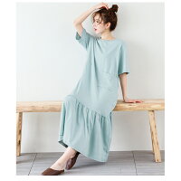 Tシャツロングワンピースワンピースレディース半袖五分袖マキシ丈裾フレアポケットギャザー切替楽ちんゆったり部屋着ルームウエア可愛いブラックメール便2021春夏新作M/L【lgww-at4537】【予約販売:5月27日入荷予定順次発送】【送料無料】メ込