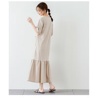 Tシャツロングワンピースワンピースレディース半袖五分袖マキシ丈裾フレアポケットギャザー切替楽ちんゆったり部屋着ルームウエア可愛いブラックメール便2021春夏新作M/L【lgww-at4537】【予約販売:5月27日入荷予定順次発送】【送料無料】メ込