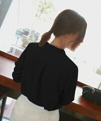 ブラウスレディース春物ノーカラーVネック長袖トップスオフィス通勤シャツシンプル上品おしゃれ可愛いホワイトメール便春2018春新作S/M/L/XL/2XL【6995-n135c【即納&予約:5月14日入荷予定順次発送】【送料無料】メ込【バーゲン】