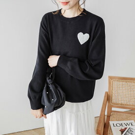 【25AW×半額クーポン】【奇跡の再販】楽天1位 ハートニット プルオーバー クルーネック ラウンドネック 刺繍 トップス レディース 秋冬【lstp304-585】【予約販売：11月27日入荷予定順次発送】【送料無料】メ込2