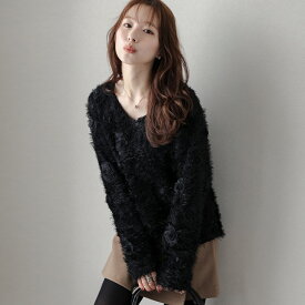 【60％OFFクーポン対象】シャギーニット ローズモチーフ Vネック 大人フェミニン 着映え 華やか トップス レディース おすすめ おしゃれ 2026春夏新作 【lstpaw25-1450】【即納：1-5営業日】【送料無料】メ込3