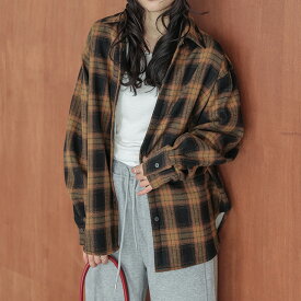 【半額クーポン対象】チェック ネルシャツ 裏起毛 ヴィンテージ 古着 ルーズシルエット 羽織り スイッチコーデ トップス レディース フリーサイズ 2025秋冬新作【lstpaw25-1452】【即納&予約：12月18日入荷予定順次発送】【送料無料】メ込2