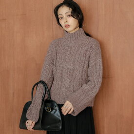 【60％OFFクーポン対象】ニット プルオーバー ケーブルニット ハイネック クロップド丈 シンプル こなれ感 スタイルアップ トップス レディース おすすめ おしゃれ 2026春夏新作 【lstpaw25-1746】【即納：1-5営業日】【送料無料】宅込