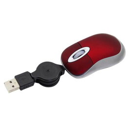DIWOSHE 超小型マウス USB有線 3ボタン 格納式 伸縮マウス ケーブル収納型 光学式 USB巻き取り式 小型 ミニ Sサイズ リール付き 小さい 子供 携帯用 PCノートパソコン/コンピュータ対応 レッド