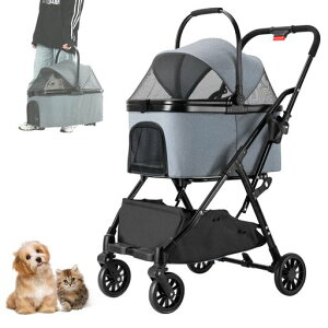 MOTOSTARペットカート分離型折りたたみペットバギー小型犬中型犬猫犬カート多頭取り外し可能収納簡単多機能4輪前輪360°回転組み立て簡単軽量耐荷重20KG介護用お出かけ散歩キャンプ日本語…