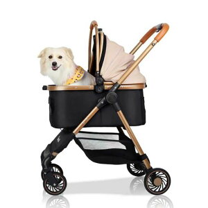 Totoroballペットカート犬バギー4輪犬用かーと小型犬中型犬多頭ペットキャリーカートワンタッチ折り畳みゴム製タイヤ分離型ペットバギーコンパクト広い空間軽量通気窓後輪ブレーキ付飛…