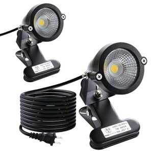 TONGTUJINMING防水LEDクリップライト屋外小型防雨防水型白光6000K7W60W型相当スイッチなしコード長3m看板用黒板用照明店舗看板用店頭看板水槽灯作業用ライト六角レンチ付き(クリップランプ2個入