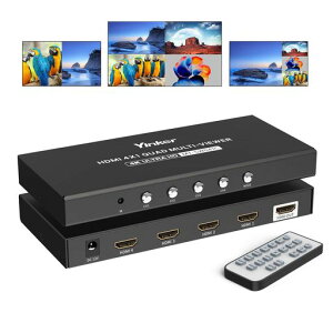 4K HDMI�}���`�r���[���[ 4x1�AYinker 4K@30Hz�V�[�����XHDMI ��ʕ����� 4���� 1�o�� �h�ƃJ�����A�Q�[���@�p�A�P��/�l�d/�f���A��/PBP���[�h IR�����[�g�t��