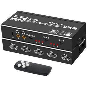 HDMI�ؑ֊�X�v���b�^�[HDMI�}�g���b�N�X3����2�o��4K@60HzHDM-I�Z���N�^�[���z��HDR�Ή�|��������(���f�W�^���E3.5mm�X�e���I�����o��)HDMI2.0b/HDCP2.2���z��X�C�b�`���[PS4