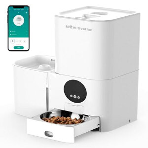 【業界初登場!2in1一体型】自動給餌器猫中小型犬用給餌器&給水器一体型スマホ遠隔操作Wi-Fi対応1日10食定時定量5L大容量フードタンク3L水タンク自動餌やり機音声録音静音設計2WAY給電2匹用…