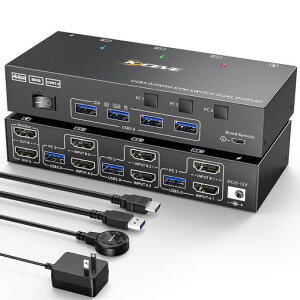 KCEVEHDMIUSB3.0KVM�ؑ֊�4K@60Hz2K@120Hz�f���A�����j�^4��USB�|�[�gEDID�ێ�KVM�ؑ֊�1�g�̃L�[�{�[�h�A�}�E�X�ŁAPC3��A���j�^�[2�䋤�L�茳�X�C�b�`�t��