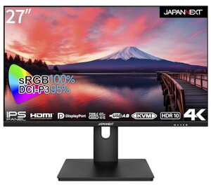 JAPANNEXT27C`j^[4KUHD3840x2160𑜓xIPSfBXvC(KVM/HDMI/USB-Cd(65W)/DisplayPort/VESAΉ/u[CgJbg)JN-IPS273UHDR-C65W