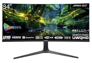 JAPANNEXT34C`j^[UWQHD3440x1440IPSfBXvC(KVM/HDMI/USB-Cd(65W)/DisplayPort/Xs[J[//VESAΉ/u[CgJbg)