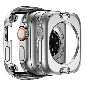 TEMEDO�Ή�AppleWatch�P�[�X49mmSeries11/10/9/8/7/SE3/SE2/SE/6/5/4ULtra3/2/1�A�b�v���E�H�b�`�J�o�[PC�f�ޖh��2in1�O��̕ی�AppleWatch