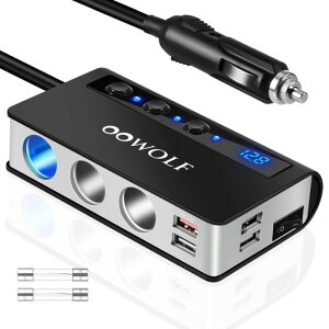OOWOLF�V�K�[�\�P�b�g3�A4�|�[�g�t��USB�[�d��ő�180W�X�}�[�gIC�}���[�d���݃J�[�`���[�W���[�yQuickCharge3.0���ځz12-24V�ԑΉ��Ɨ��X�C�b�`�V�K�[���C�^�[�@�\����1m�P�[�u���d������