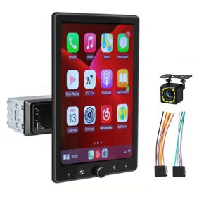 カーステレオCarplay&AndroidAuto10インチタッチスクリーン1Dinカーラジオスマートボイスミラーリンク手動回転Bluetooth5.1FMUSBAUX+12LEDカメラ