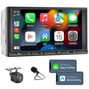 カーナビ7インチ2din2G+32GワイヤレスCarPlay&AndroidAuto対応カーステレオ後付けオンダッシュスモニタークルマスマートナビ無線/有線carpalyBluetoothAM/FM対応