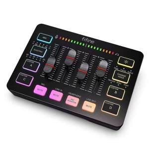 FIFINE �Q�[�~���O�I�[�f�B�I�~�L�T�[ �I�[�f�B�I�C���^�[�t�F�[�X PC/PS4/PS5�Ή� �Q�[���p�I�[�f�B�I�~�L�T�[ �|�b�h�L���X�g �~�L�T�[ RGB�@�\�t�� �{�C�X�`�F���W���[�{�^�� �J�X�^�����c