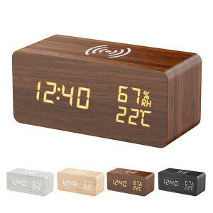 SUOKOMR目覚まし時計置き時計デジタル時計多機能時計木目デザインUSB給電式木製温度湿度計卓上時計3組アラームクロックカレンダー省電力モード搭載記憶機能子供プレゼント部屋飾りイン…