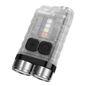 BesinceキーライトミニLEDフラッシュライトコンパクトUSB充電式ハンディライト懐中電灯超小型軽量900LM室内アウトドア懐中電灯LEDミニ充電式防水EDライトカラビナデザイン照明(Clear)