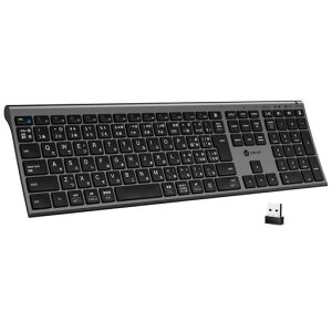 iClever �L�[�{�[�h ���C�����X Bluetooth 2.4GHz JIS���{��z�� �f���A�����[�h �t���T�C�Y �}���`�y�A�����O �e���L�[�t�� 3�䓯���ڑ� �[�d�� Type-C �É� ���^ �y�� �p���^�O���t�� PC iPad