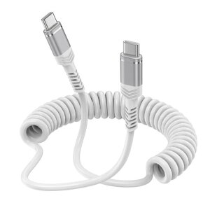 iPhone16充電ケーブルコイル型20W/PD対応20cmから120cmまで伸縮自由USB-C充電ケーブルカールケーブル車用スマホiPhone16シリーズiPadAir/ProXperia