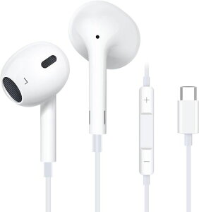 イヤホンタイプc【2025新版iPhone15/16対応】有線イヤホンTypeCマイク付きインナーイヤー型ヘッドホンHiFi騒音低減重低音通話可能通話もクリア音量調節可能人間工学小型・軽量防水防汗usbc