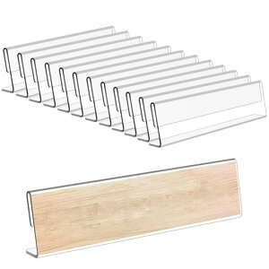 TOWEBOORY12個アクリルネームプレートl型会議用アクリルスタンド20.3*5cm横入れ卓上カードスタンド席札名札スタンド名前プレート重ねて収納可能値札ホルダー展示用