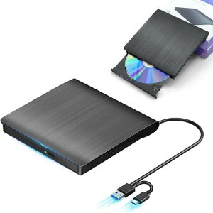 BRJR �O�t��DVD�h���C�u �������� 8XDVD& 24XCD ���w�h���C�u�O�t�� �ǎ�/������ �o�X�p���[ USB 2.0/3.0&Type-C���ڑ� �O�t��CD�h���C�u (�u���b�N)