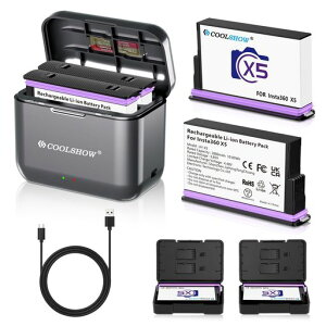 COOLSHOWInsta360X5�o�b�e���[2800mAh2�Z�b�g�d�r�ی�P�[�X�������[�J�[�h���[�݌v�ƍ����C���X�^360X5�[�d��t���o�b�e�����[�{�b�N�X�f�U�C���R���p�N�g�Ŏ����^�т₷���C���X�^360