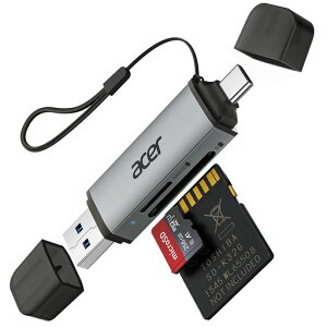 Acer SD�J�[�h���[�_�[�y2-in-1�z�}�C�N��SD �J�[�h���[�_�[ Type-C & USB 3.0 �������]�� OTG�Ή� Android �^�u���b�g/�X�}�z/iPhone 17�E16�E15�V���[�Y/ Windows