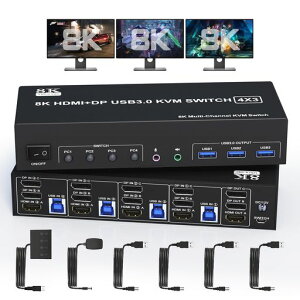 8K@60Hz4K@144Hz2DisplayPort+1HDMIKVMؑ֊3j^[4PCAUSB3.0gvj^[ؑ֊3j^3USB3.0|[gƃI[fBI}CNAL[{[hƃ}EXL4̃Rs[^pؑ֊